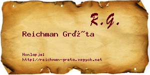 Reichman Gréta névjegykártya